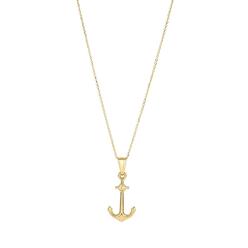 Jewelryweb 14k Gold 25x10mmmed Anchor Pendant 14kt Gold 0.8mm Cable Chain Lobster Claps Necklace 18 In