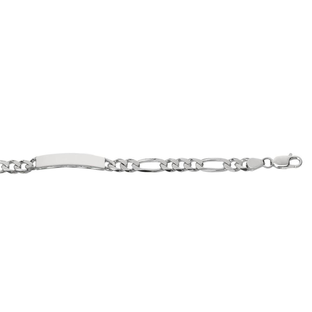 Jewelryweb Sterling Silver 8.5 Inch Rhodium Finish 7.35mm Sparkle-Cut Figaro Type Mens Bracelet Lobster Clasp