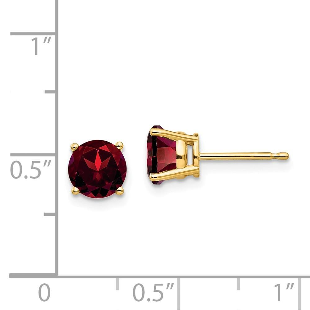 Jewelryweb 14k Yellow Gold 6mm Garnet Earrings - Measures 6x6mm Wide