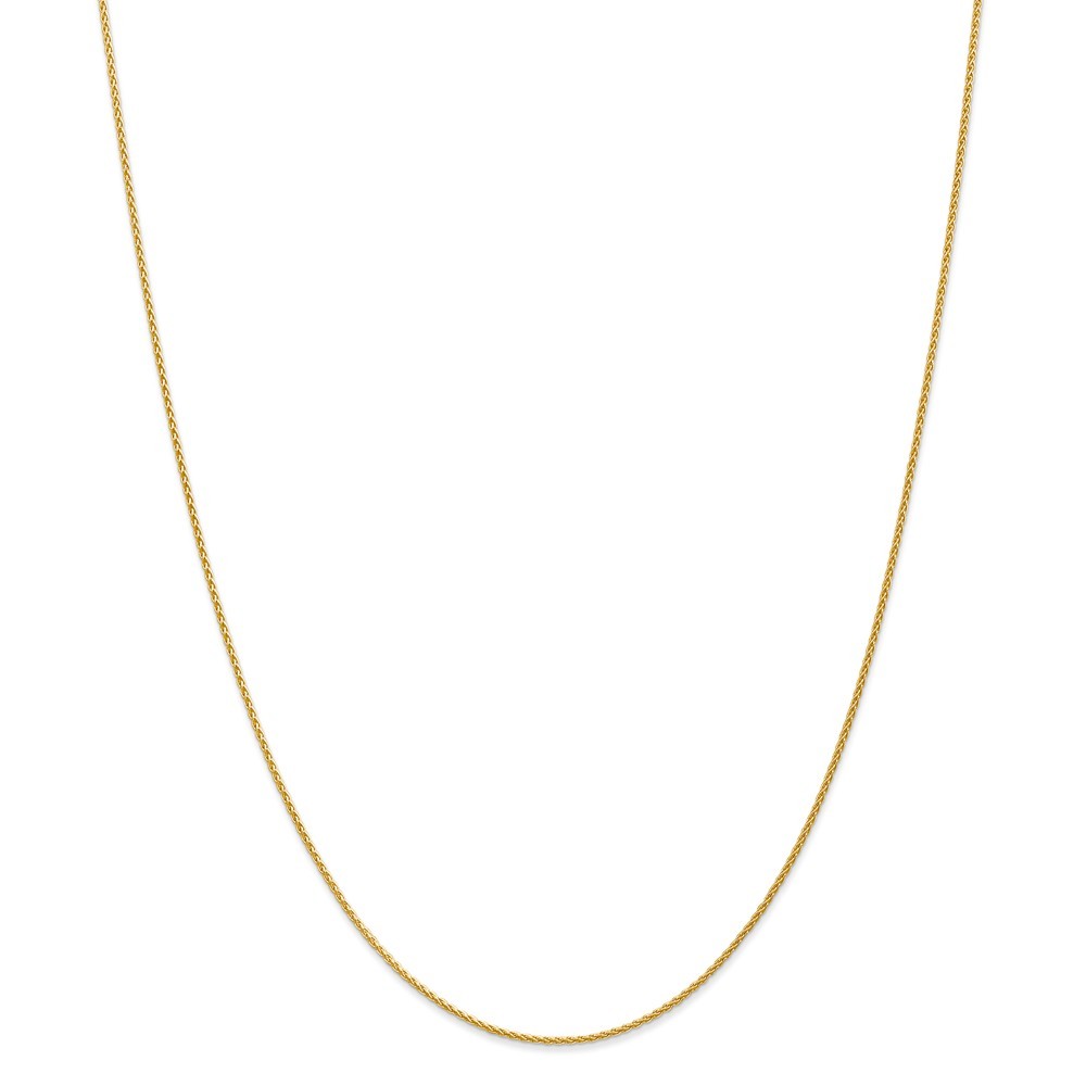 Jewelryweb 14k Yellow Gold 1.2mm Round Wheat Chain Ankle Bracelet - 10 Inch