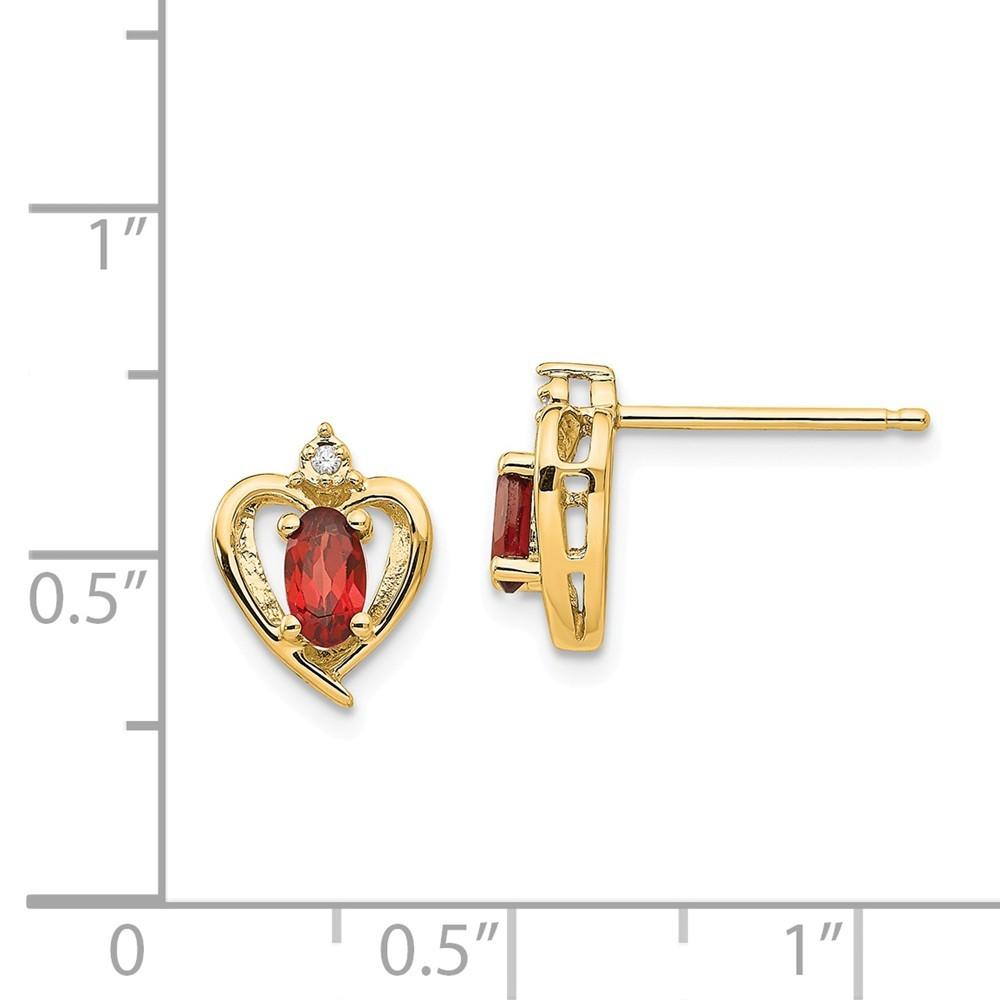 Jewelryweb 14k Yellow Gold Diamond and Garnet Earrings - Measures 17x10mm Wide