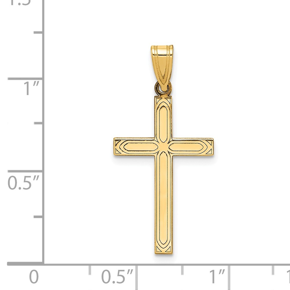 Jewelryweb 14k Yellow Gold Solid Cross Pendant - Measures 20x15mm