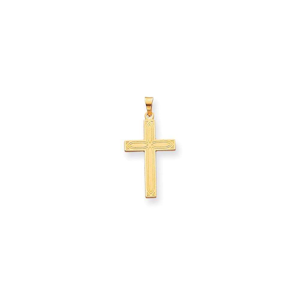 Jewelryweb 14k Yellow Gold Solid Cross Pendant - Measures 20x15mm