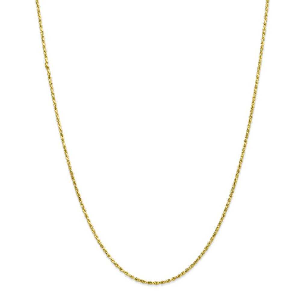 Jewelryweb 10k Yellow Gold 2mm Sparkle-Cut Rope Chain Bracelet - 7 Inch - Lobster Claw