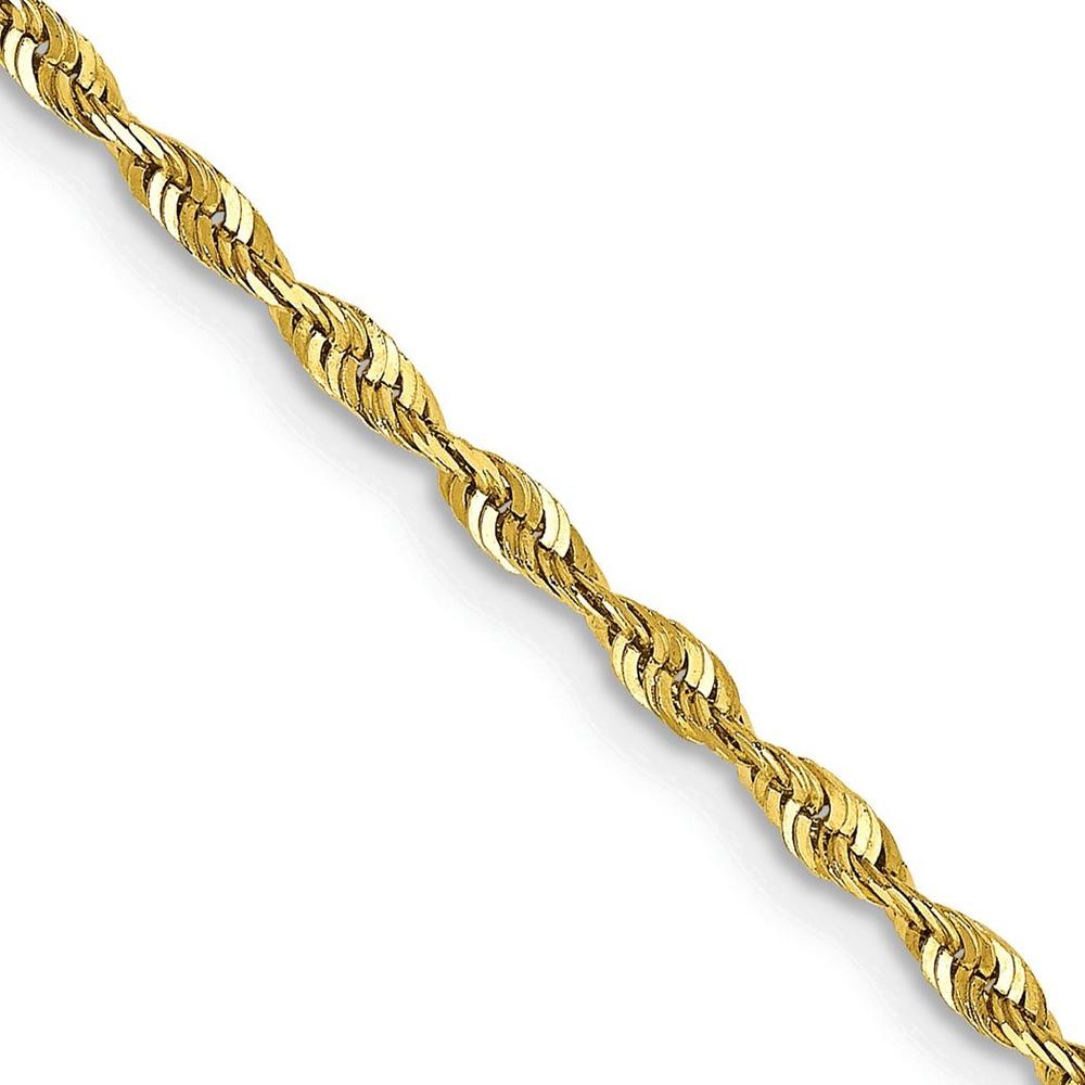 Jewelryweb 10k Yellow Gold 2.0mm Sparkle-Cut Extra-Lite Rope Chain Ankle Bracelet - 10 Inch