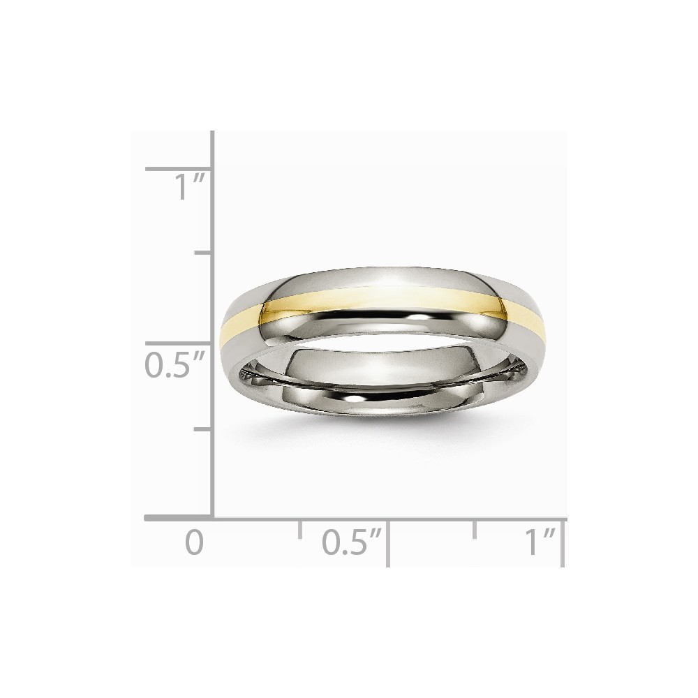 Jewelryweb Titanium 14k Gold Inlay 5mm Polished Band Ring - Size 11.5