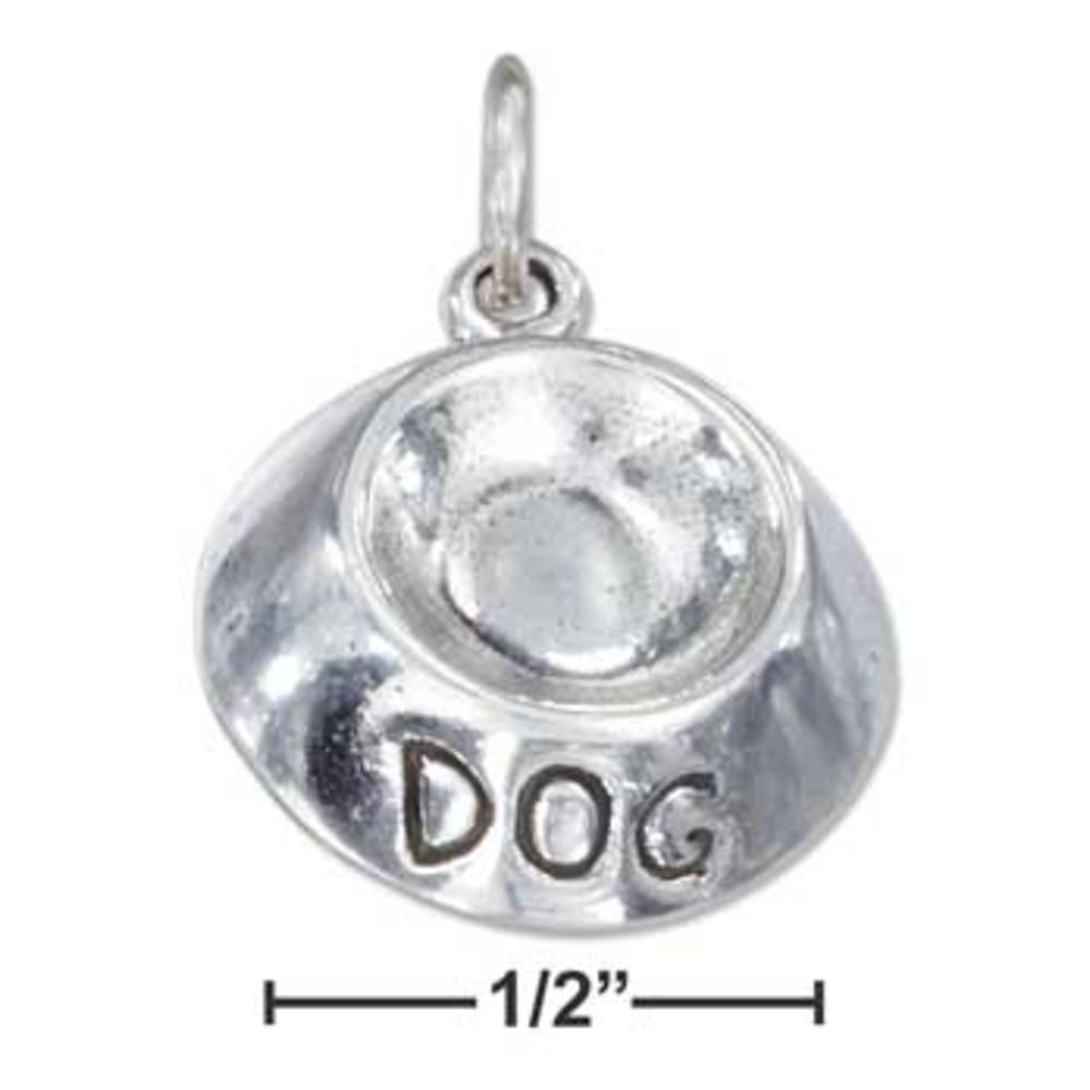Jewelryweb Sterling Silver 3d Dog Bowl Charm