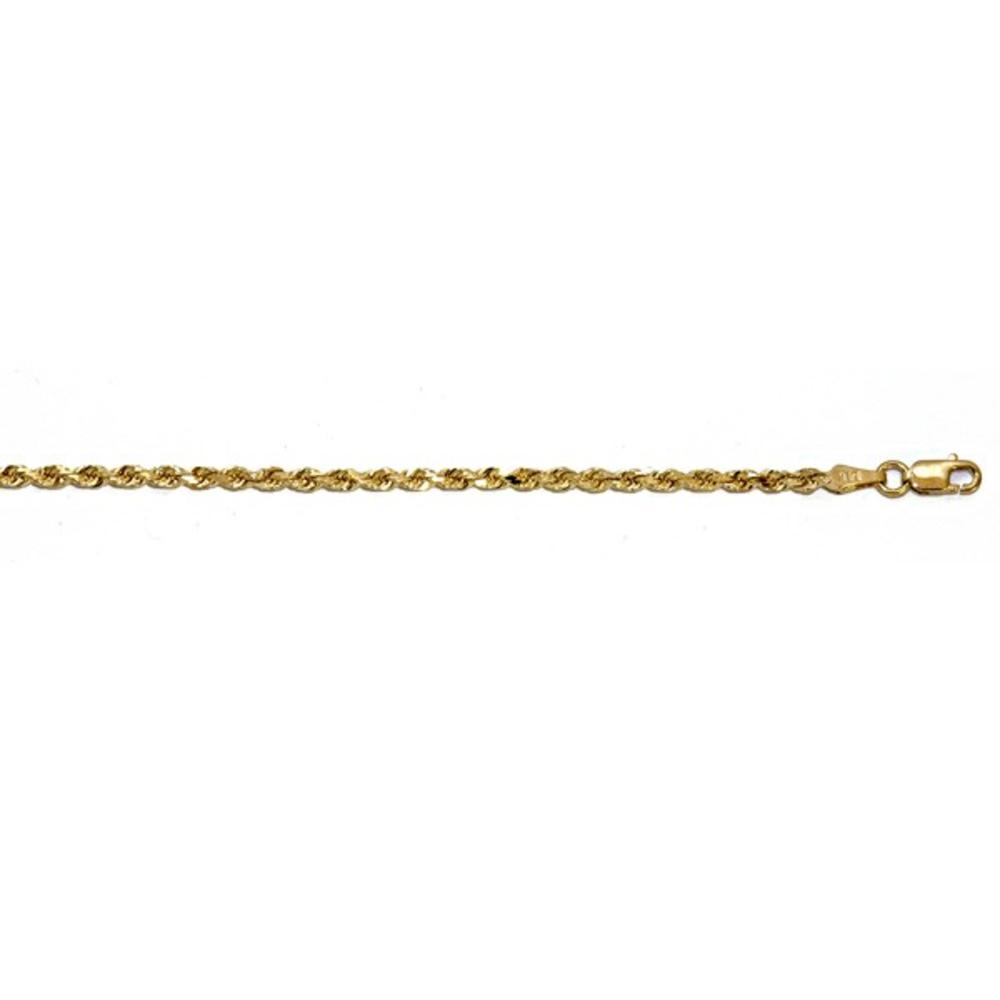 Jewelryweb 14k Yellow Gold 2.4mm Solid D-Cut Rope Chain Necklace - 16 Inch