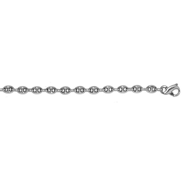 Jewelryweb 14k White Gold 5mm Solid Anchor Chain Necklace - 18 Inch