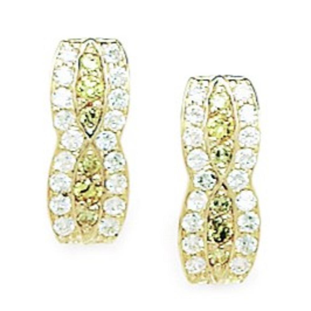 Jewelryweb 14k Yellow Gold November Birthstone Citrine CZ Fancy Leverback Earrings - Measures 15x6mm