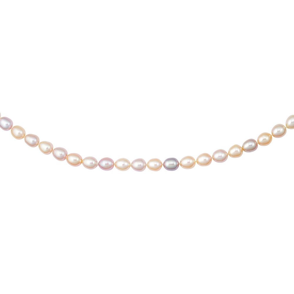 Jewelryweb 14k Yellow Gold Elegant Oval Pink Freshwater Cultured Pearl Necklace - 16 Inch