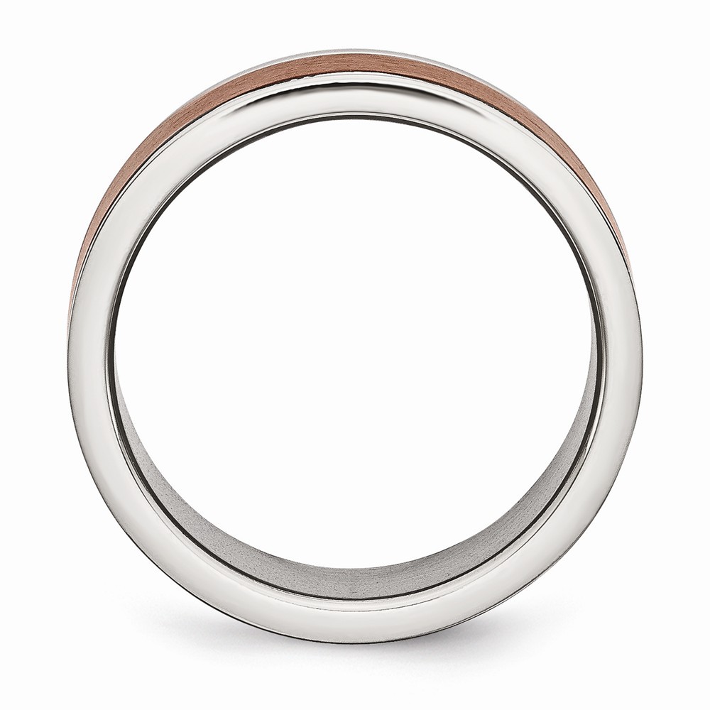 Jewelryweb Stainless Steel 8mm Brown-plated Brushed and Polished Band Ring - Size 13