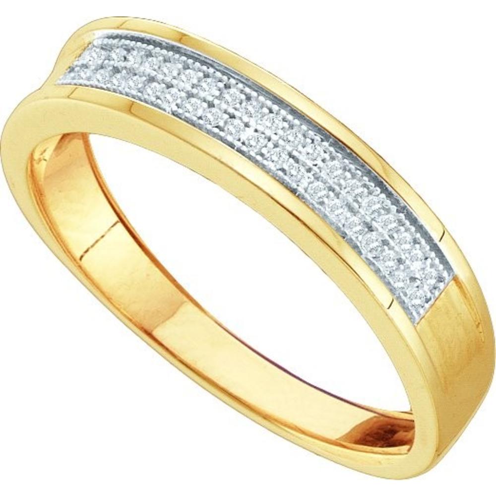 Jewelryweb 10k White Gold 0.12 Dwt Diamond Micro Pave Set Mens Band Ring