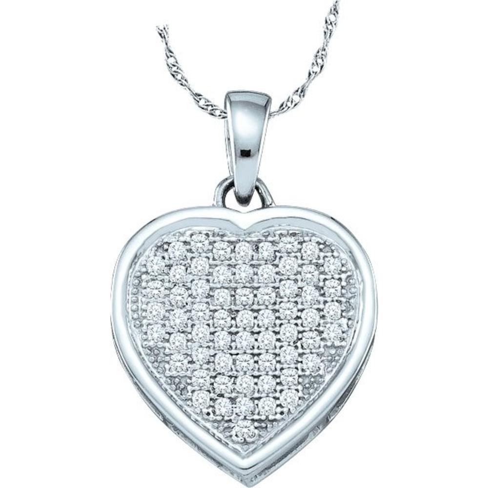 Jewelryweb 10k White Gold 0.20 Dwt Diamond Heart Pendant