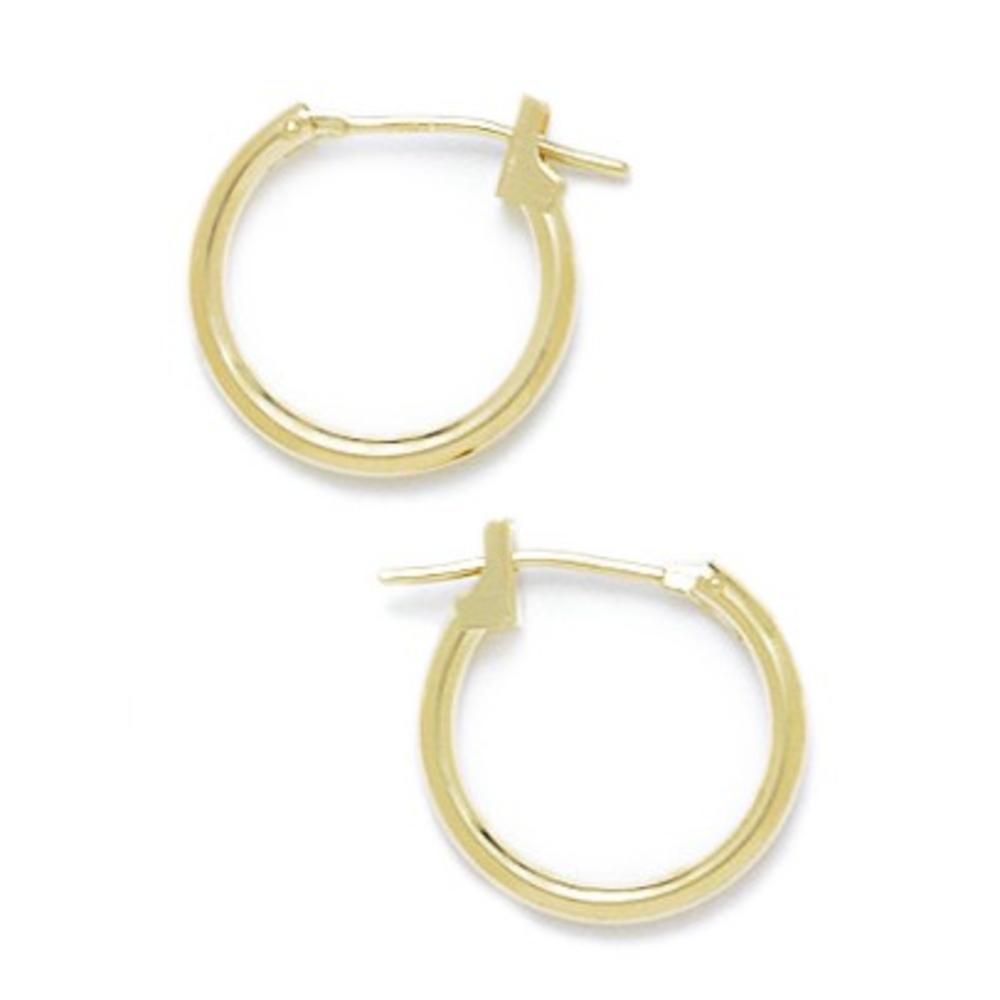 Jewelryweb 14k Yellow Gold 14mm Round Hoop Earrings