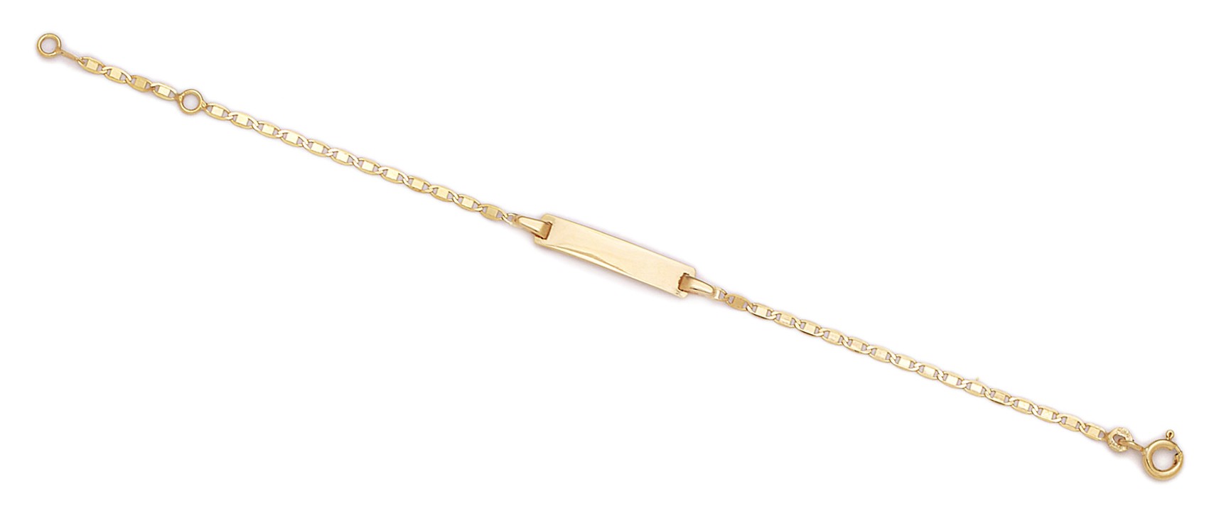 Jewelryweb 14k Yellow Gold 5.75 Inch Rectangle Enamel Baby Id Bracelet