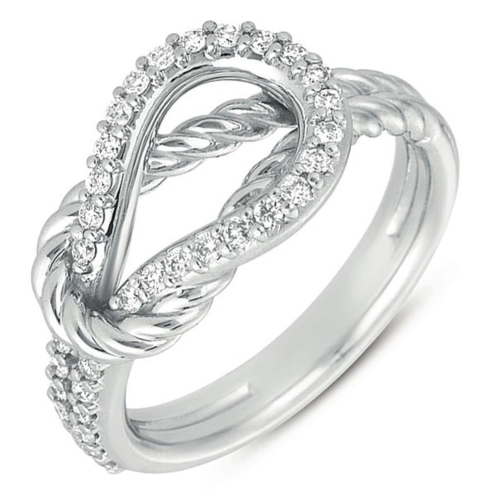 Jewelryweb 14k .31 Dwt Diamond White Gold Rope Love Knot Ring