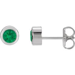 Jewelryweb Sterling Silver Simulated Emerald 4mm Polished Simulated Emerald Earrings