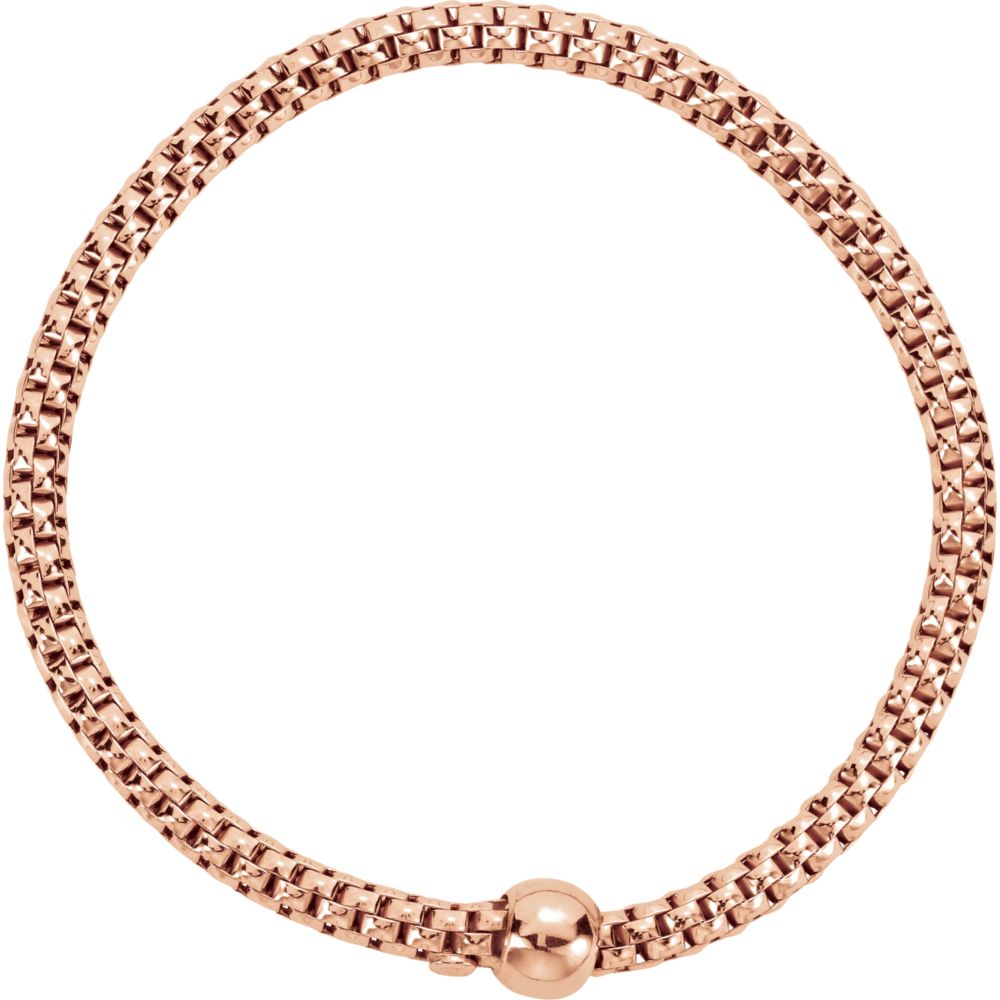 Jewelryweb Sterling Silver Rose Gold-Flashed 4.3mm Polished Woven Stretch Rose Gold-Flashed Bracelet With Ball