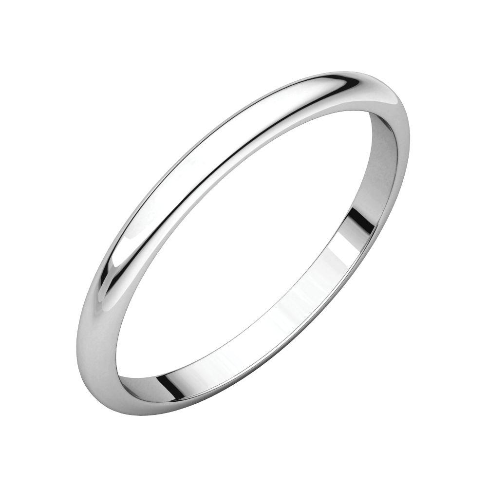 Jewelryweb 14k White Gold 2mm Half Round Band Ring - Size 3.5