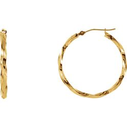 Jewelryweb 14k Yellow Gold Twisted Hoop Earrings