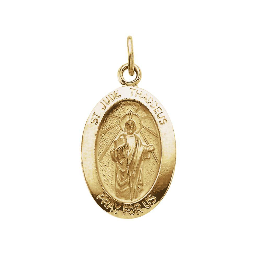 Jewelryweb Pendant 14k Yellow Gold 15x11mm Polished Oval St. Jude Thaddeus Medal