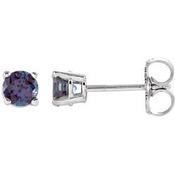 Jewelryweb 14k White Gold Lab Created Alexandrite 4mm Friction Polished Created Alexandrite Earrings