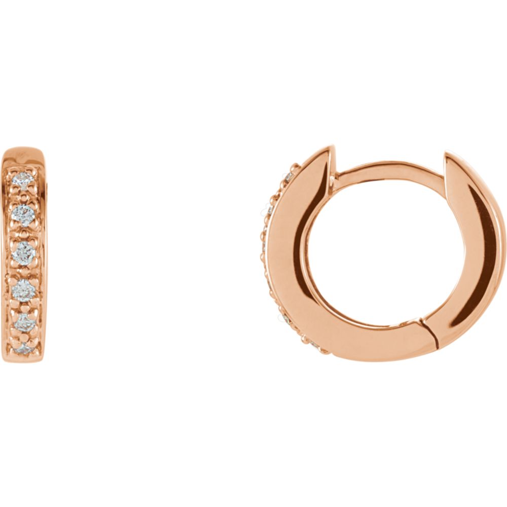 Jewelryweb 14k Rose Gold 1/10 Polished 0.1 Dwt Diamond Earrings