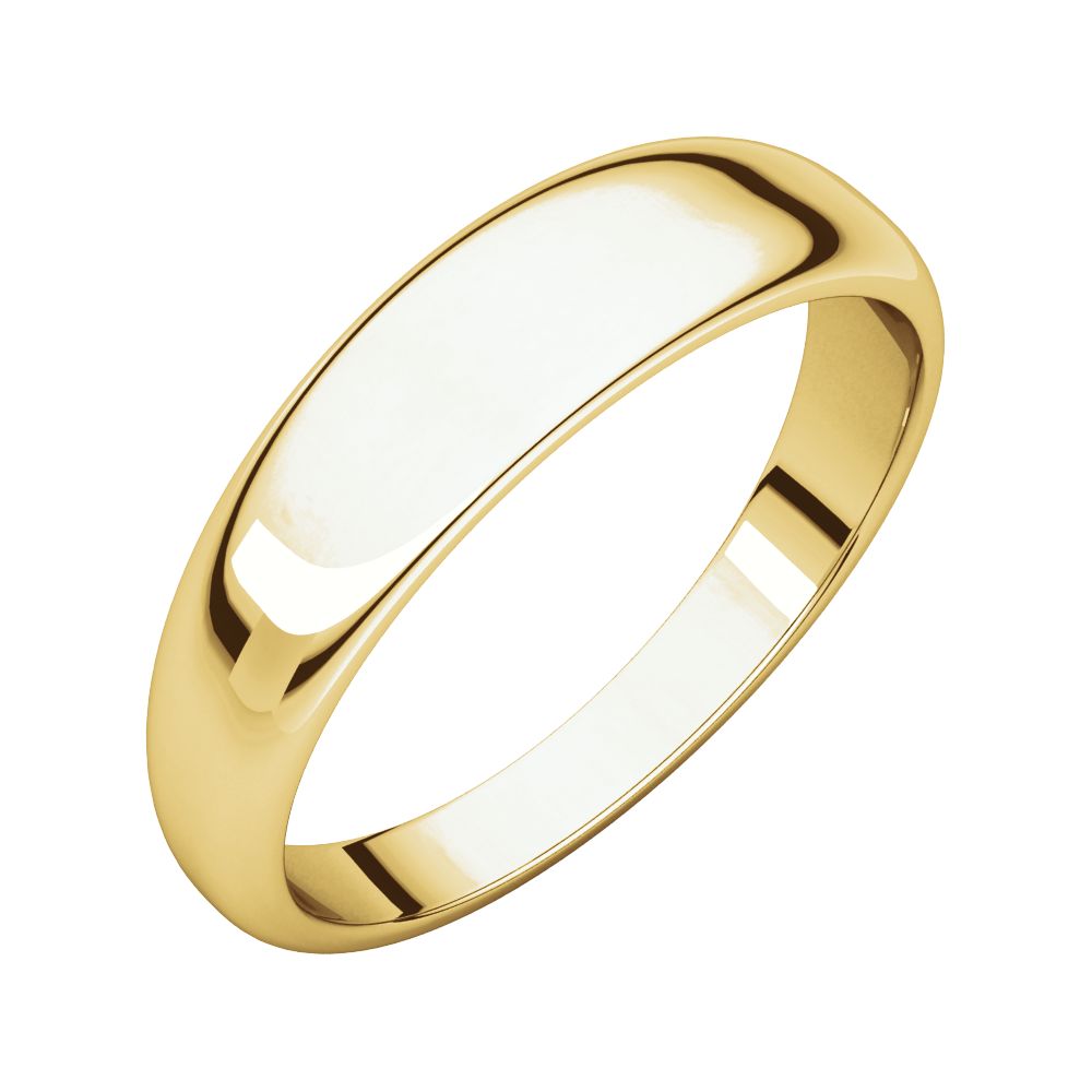 Jewelryweb 14k Yellow Gold 5mm Half Round Tapered Band Ring - Size 7