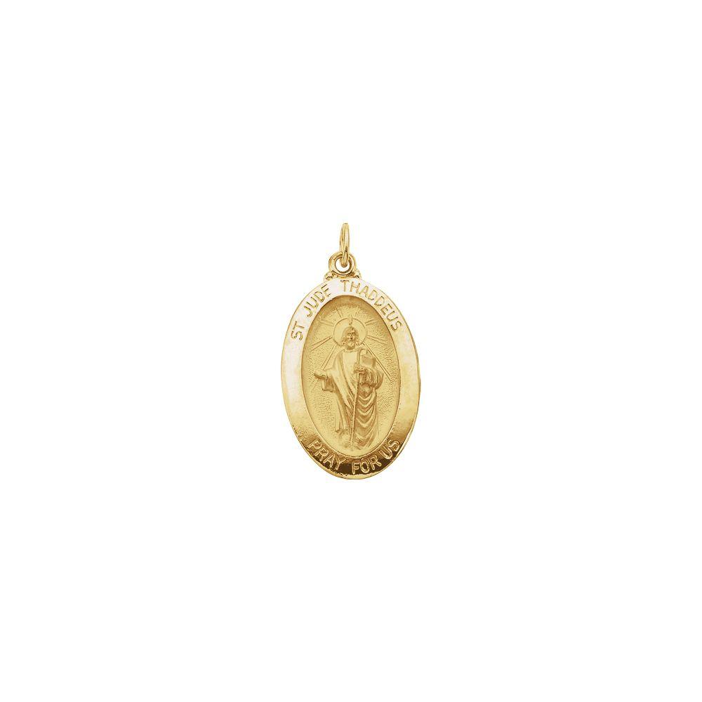Jewelryweb Pendant 14k Yellow Gold 23.5x16mm Polished Oval St. Jude Thaddeus Medal