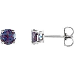 Jewelryweb 14k White Gold Lab Created Alexandrite 5mm Friction Polished Created Alexandrite Earrings