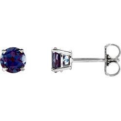 Jewelryweb 14k White Gold Lab Created Alexandrite 5mm Friction Polished Created Alexandrite Earrings