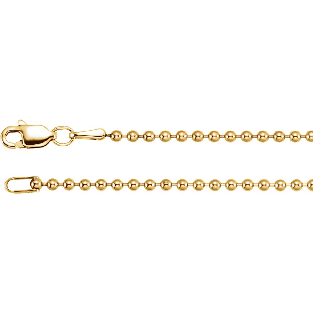 Jewelryweb 14k Yellow Gold 18 Inch Bead Charm Chain With Lobster Clasp
