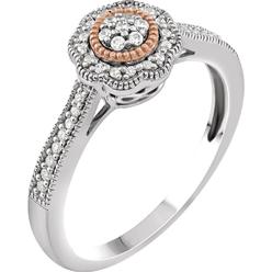 Jewelryweb 10k White Gold and Rose Gold Size 7 Polished 0.17 Dwt Diamond Promise Ring