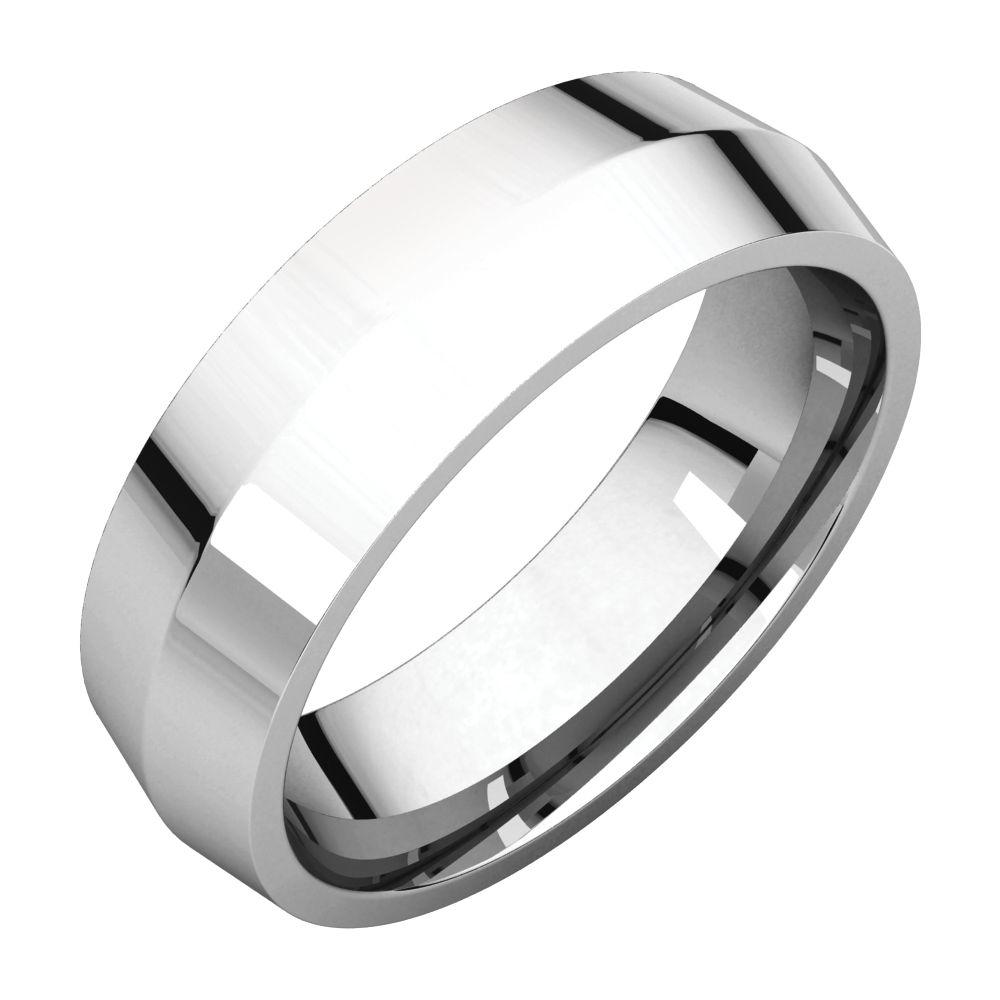 Jewelryweb 14k White Gold 6mm Knife Edge Comfort Fit Band Ring - Size 8