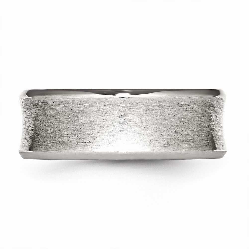 Jewelryweb Stainless Steel Beveled Edge Concave 8mm Brushed Band Ring - Size 14