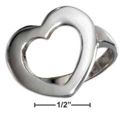 Jewelryweb Sterling Silver High Polish Open Heart Ring - Size 8