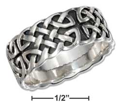 Jewelryweb Sterling Silver Mens Antiqued Celtic Band Ring - Size 9