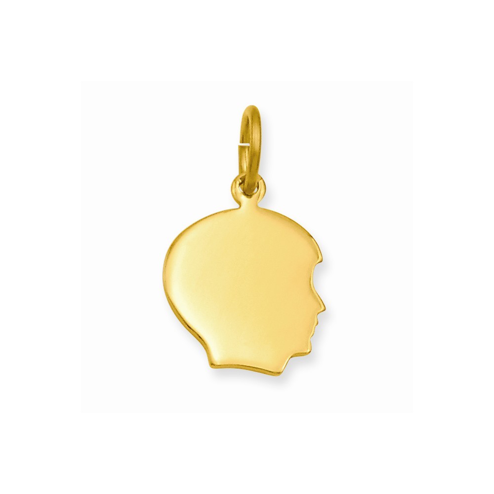 Jewelryweb Gold-Flashed Small Engravable Boys Head Charm