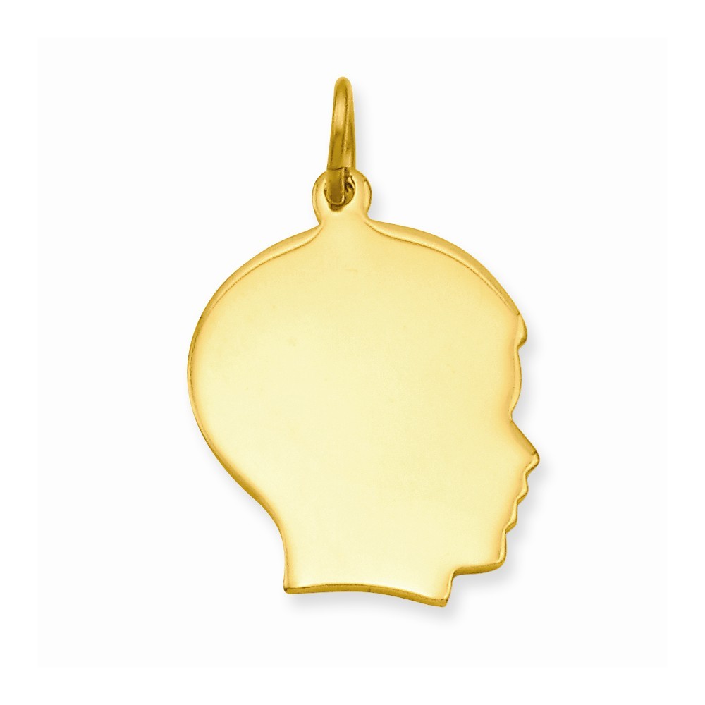 Jewelryweb Gold-Flashed Large Polished Engravable Boys Head Charm - Measures 29x20mm Wide