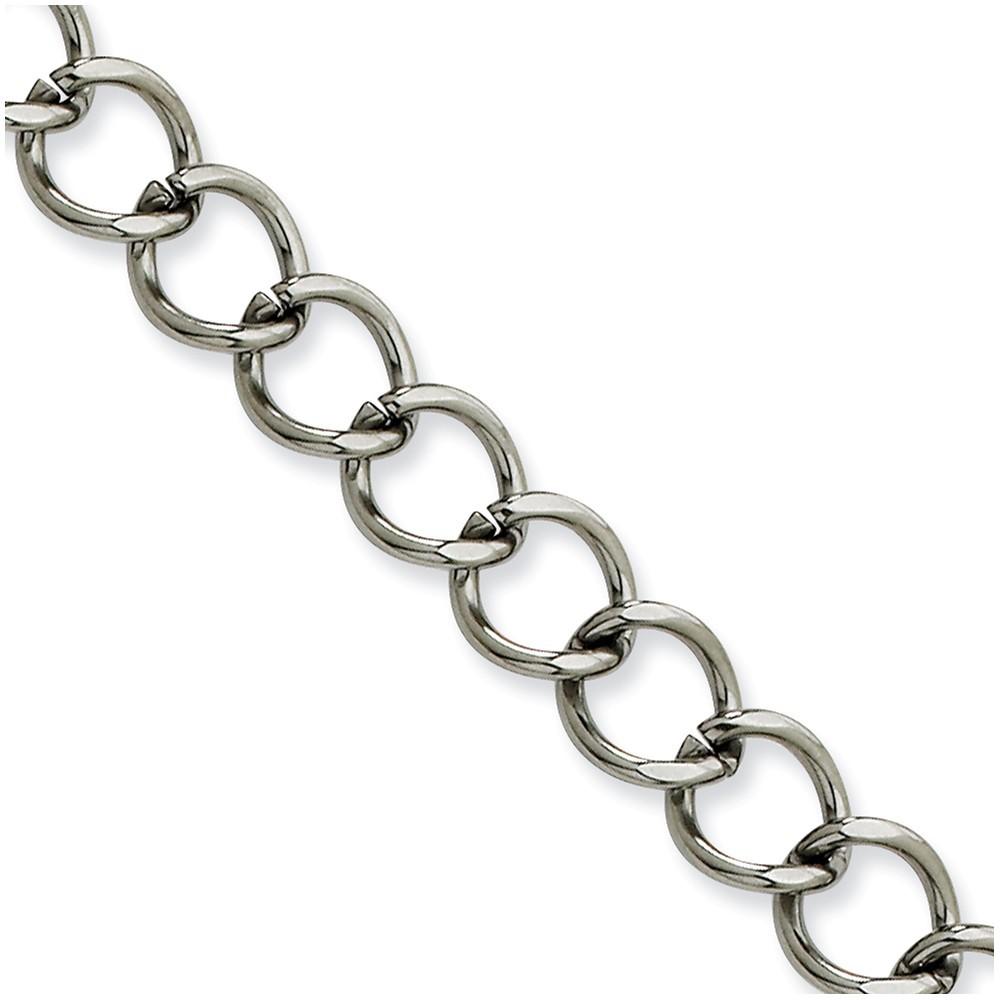 Jewelryweb Stainless Steel 8mm Curb Chain Necklace - 22 Inch