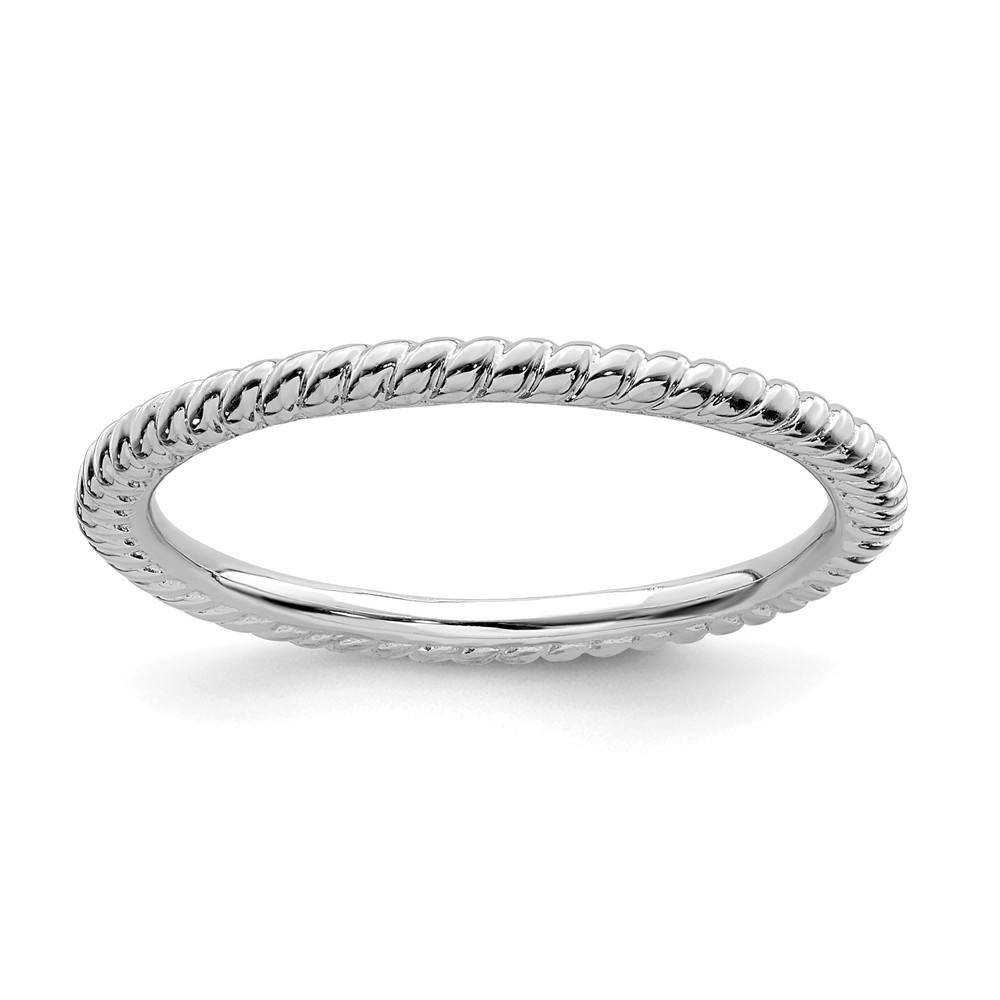 Jewelryweb Sterling Silver Stackable Expressions Rhodium Twisted Ring - Size 9