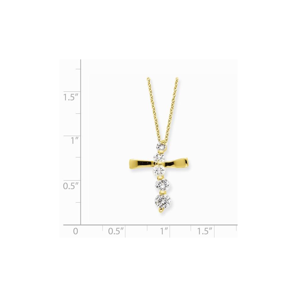 Jewelryweb Sterling Silver Gold-Flashed Cross Journey Necklace - 18 Inch - Spring Ring