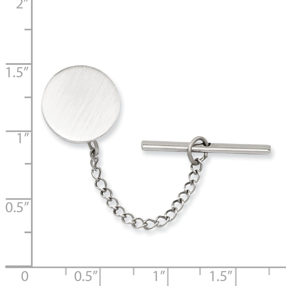 Jewelryweb Rhodium-plated Round Satin Tie Tack - Measures 8x8mm Wide