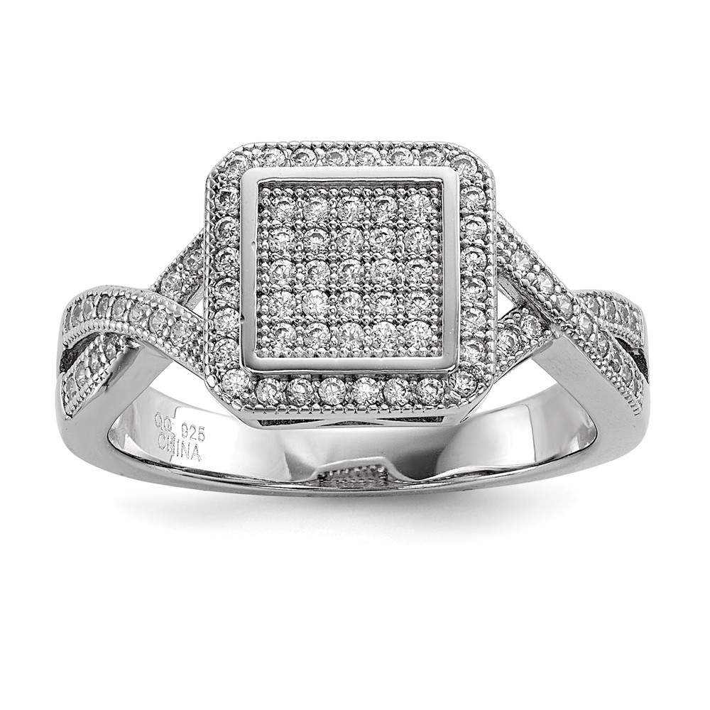 Jewelryweb Sterling Silver and Cubic Zirconia Fancy Ring - Size 7