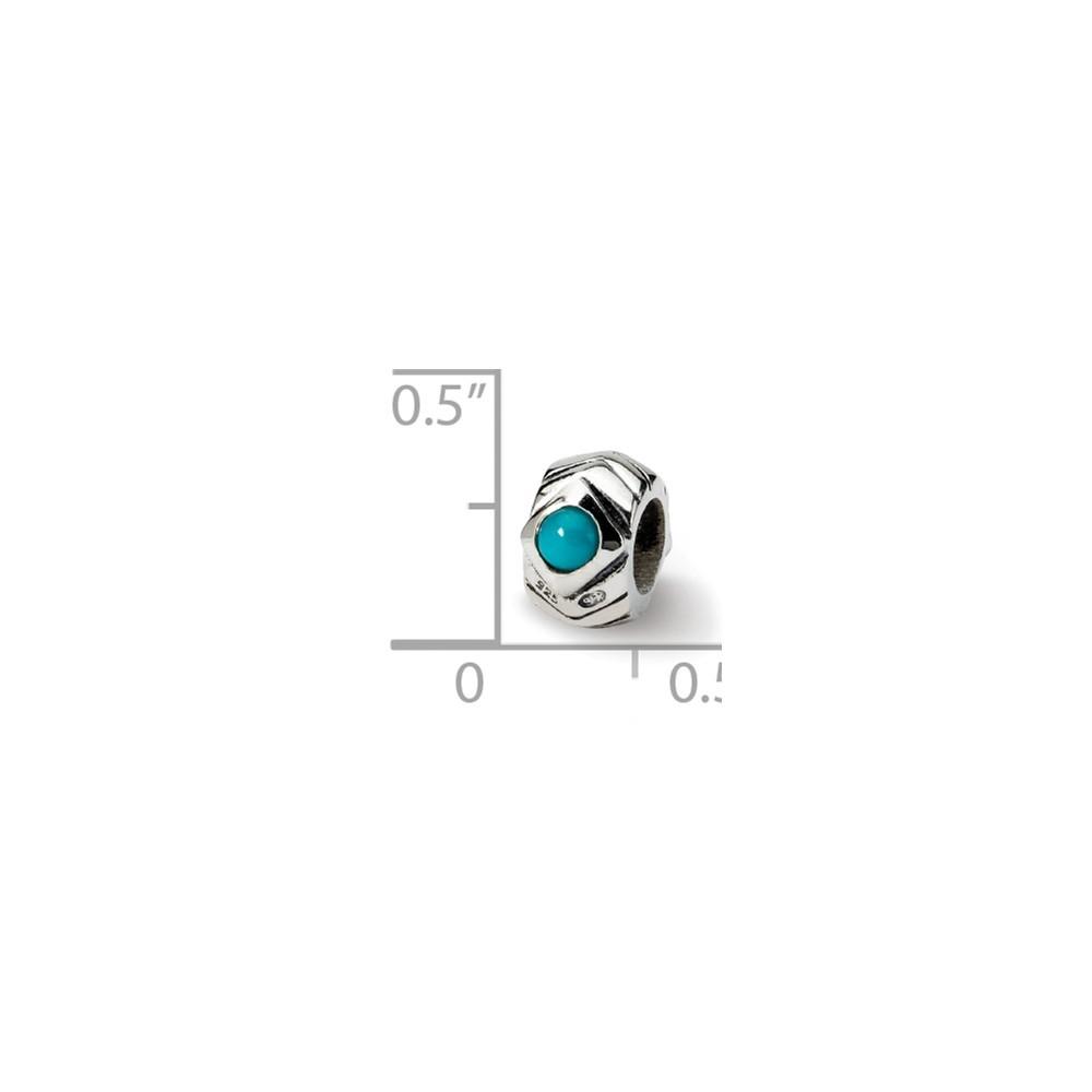 Jewelryweb Sterling Silver Reflections SimStars Simulated Turquoise Cubic Zirconia Bead Charm