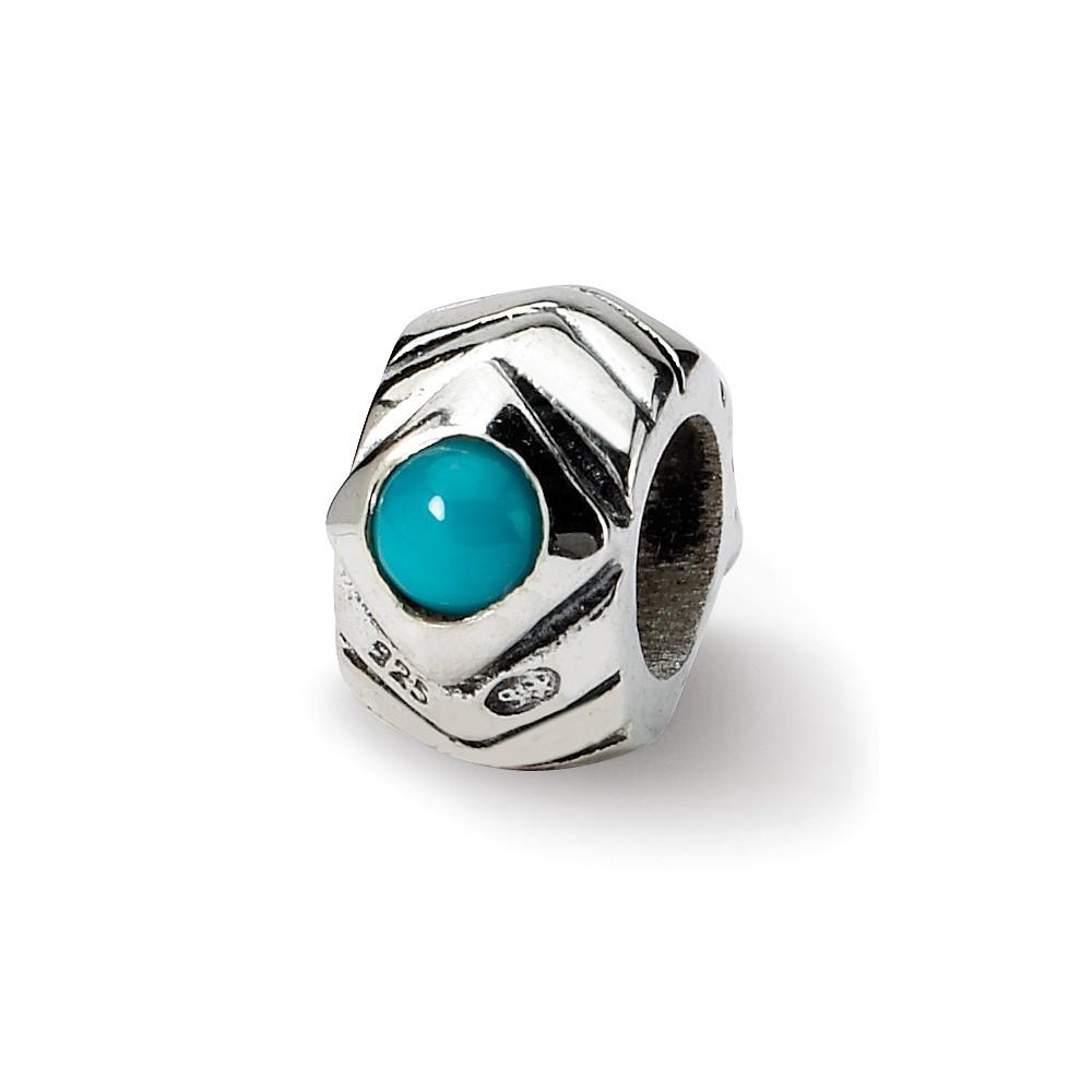 Jewelryweb Sterling Silver Reflections SimStars Simulated Turquoise Cubic Zirconia Bead Charm