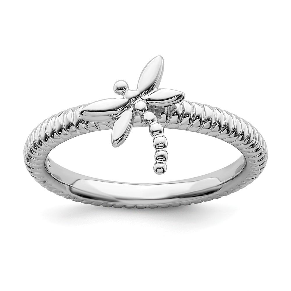 Jewelryweb Sterling Silver Stackable Expressions Dragonfly Ring - Size 8