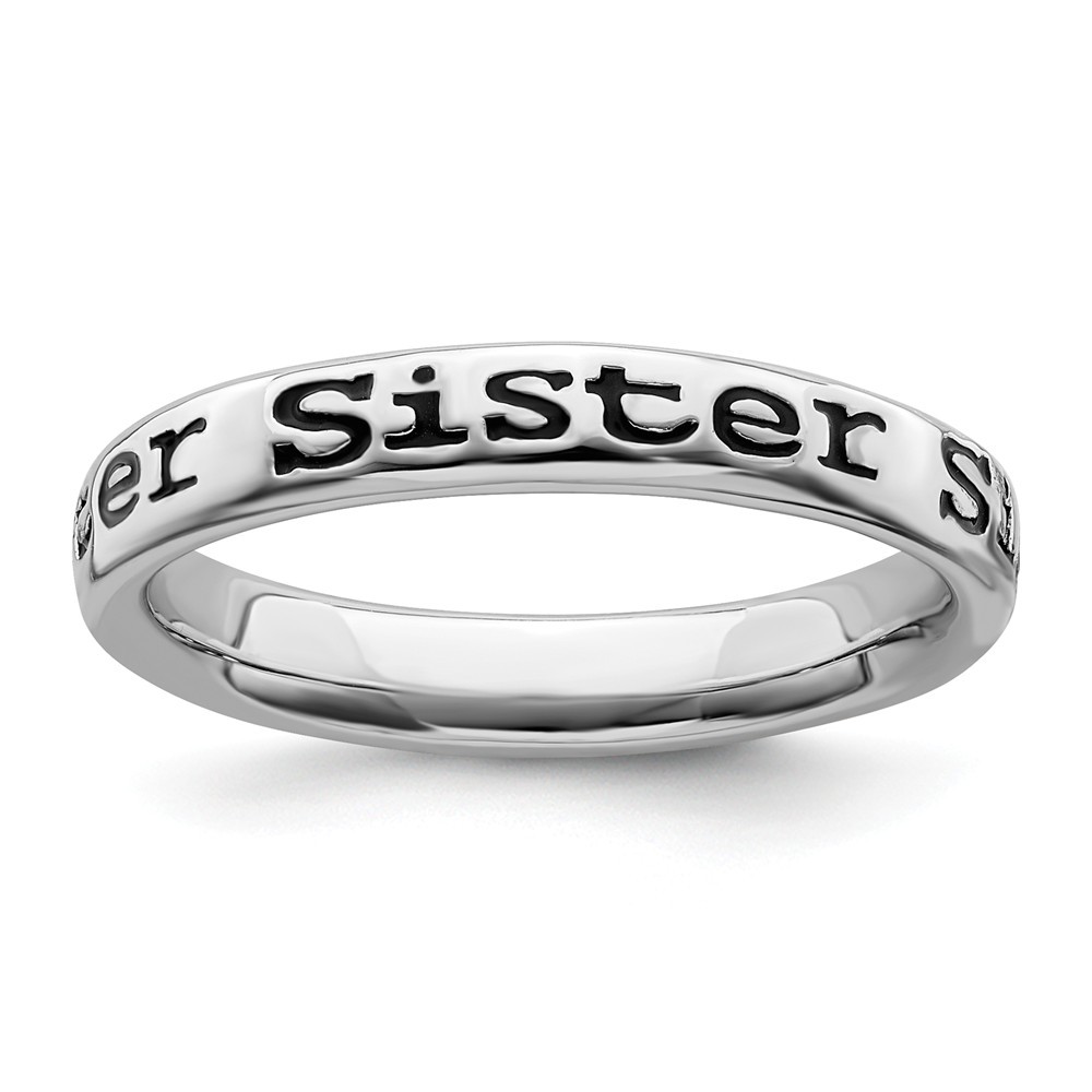 Jewelryweb Sterling Silver Stackable Expressions Polished Enameled Sister Ring - Size 5