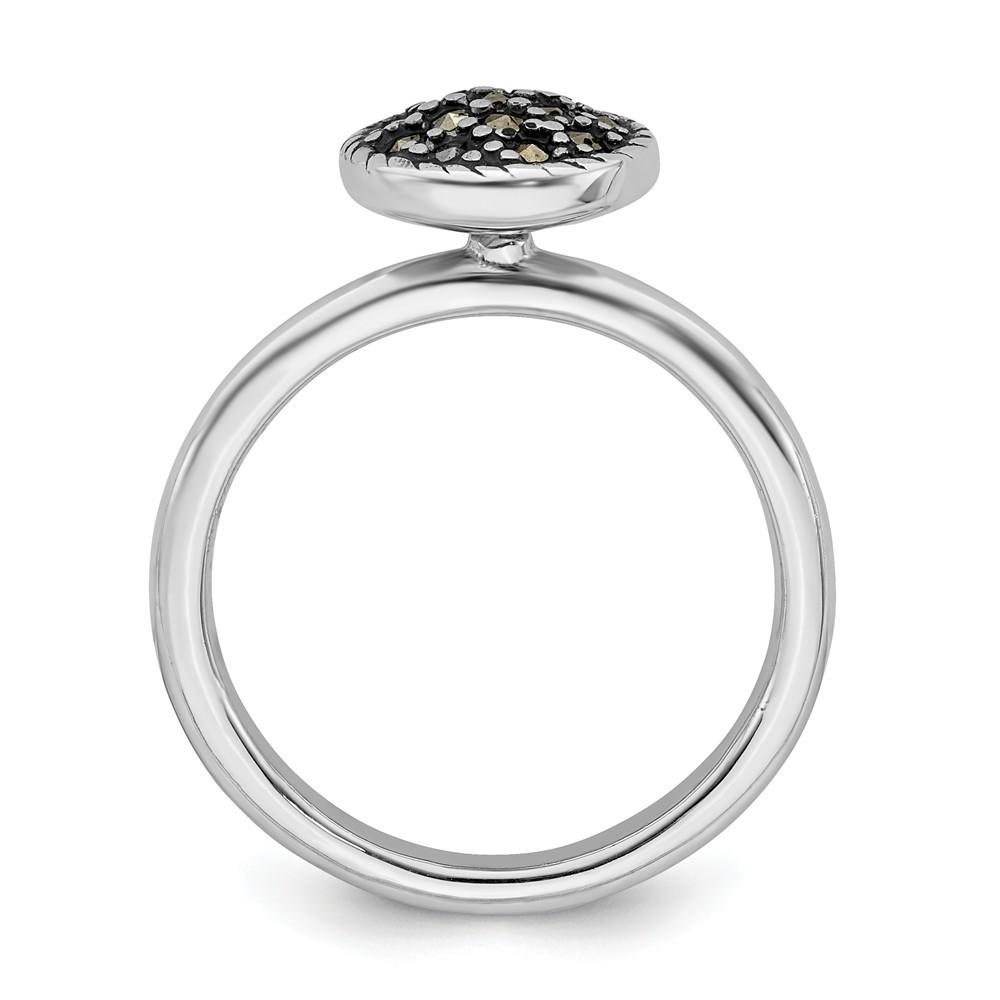 Jewelryweb 2.25mm Sterling Silver Stackable Expressions Marcasite Ring - Size 5